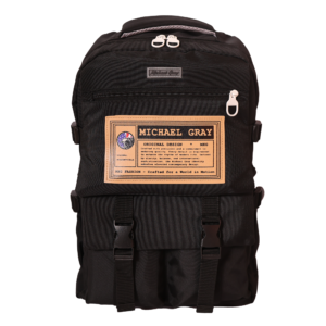 Home Michael Gray black backpack with multiple compartments, lightweight design, adjustable straps, and modern everyday carry functionality.